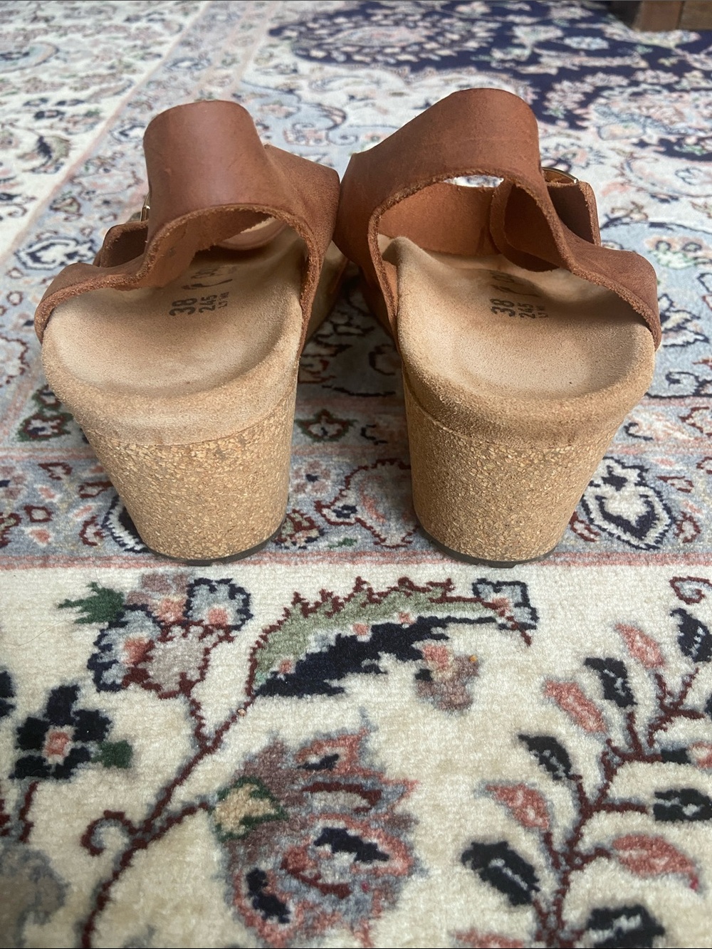 Birkenstock Papillio Soley Buckle Cork Wedge Sandal size 7 in Cognac - Picture 6 of 11